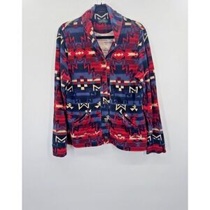 LRL Lauren Ralph Lauren Aztec Southwestern Tribal Shawl Collar Cardigan Large